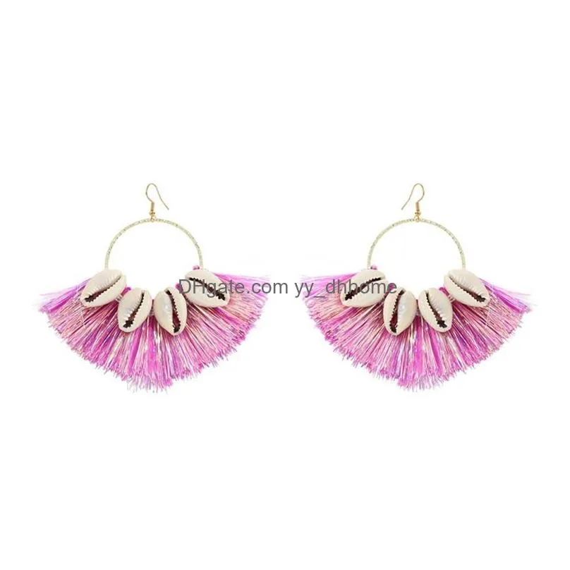 macrame tassel earring for women bohemia shell fringed drop dangle earrings handmade jewelry summer holiday