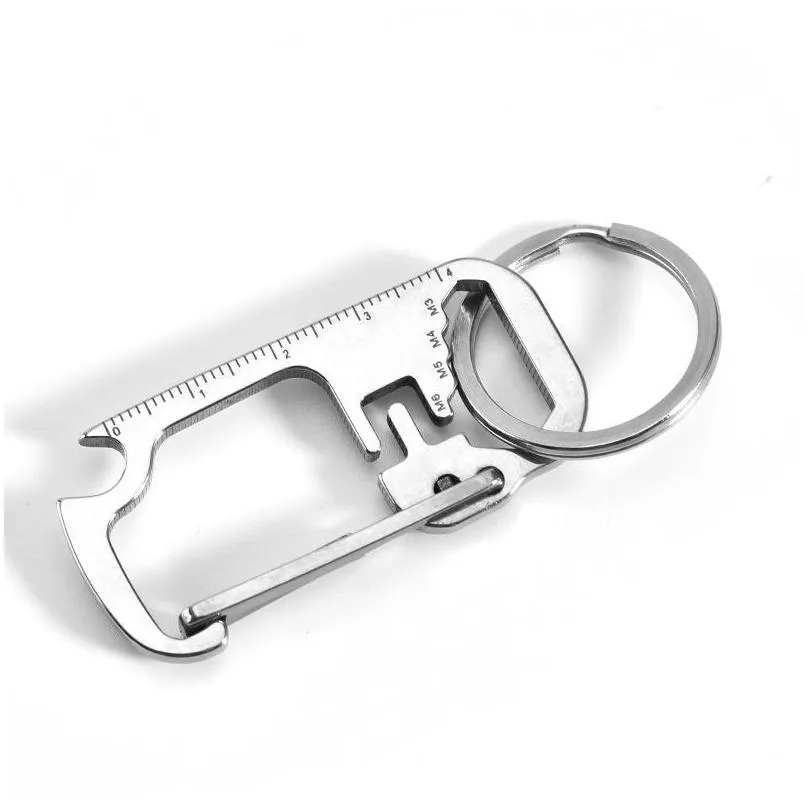 3 colors stainless steel key chain multi function opener ruler keychain hang buckle key ring beer bottle opener cyz2952 high quality