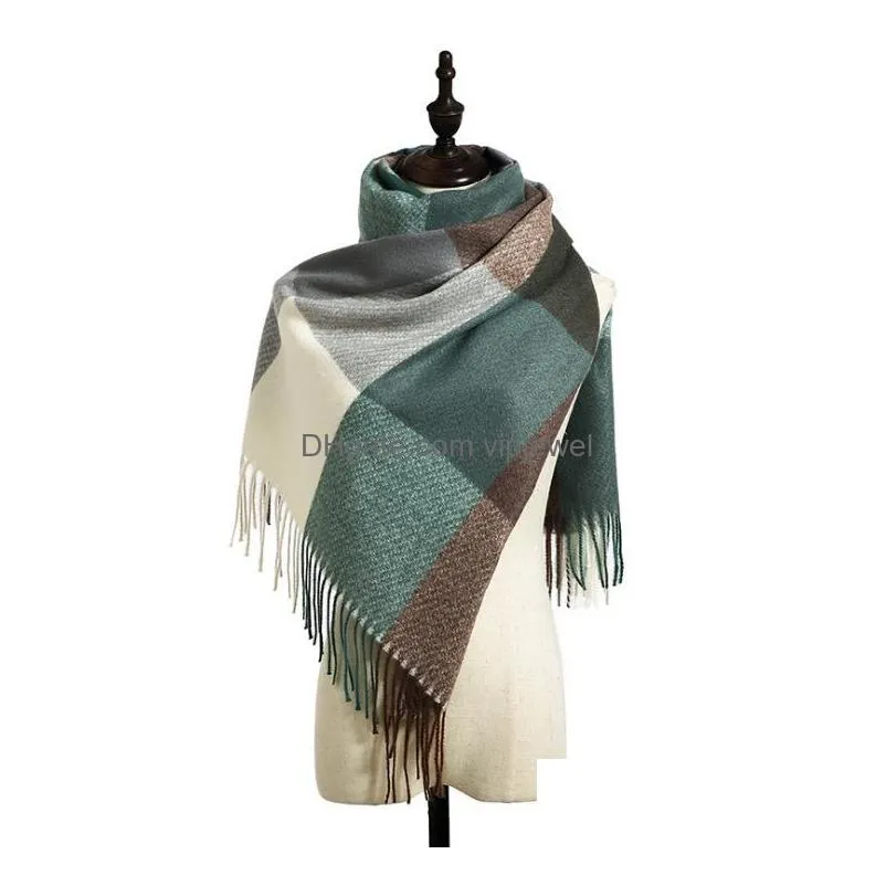 8 styles winter plaid tassel scarf tartan cashmere scarf women plaid blanket scarf designer acrylic basic shawls womens scarves