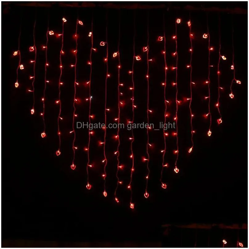 led christmas curtain light wedding decoration light heart colors fairy curtain lights xmax party decor home outdoor led strings lamps