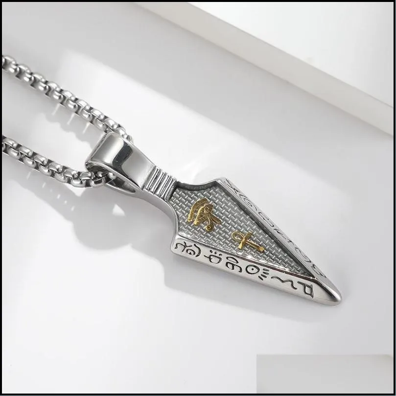 jewelry eye of horus anka spearhead stainless steel necklace carbon fiber titanium pendant