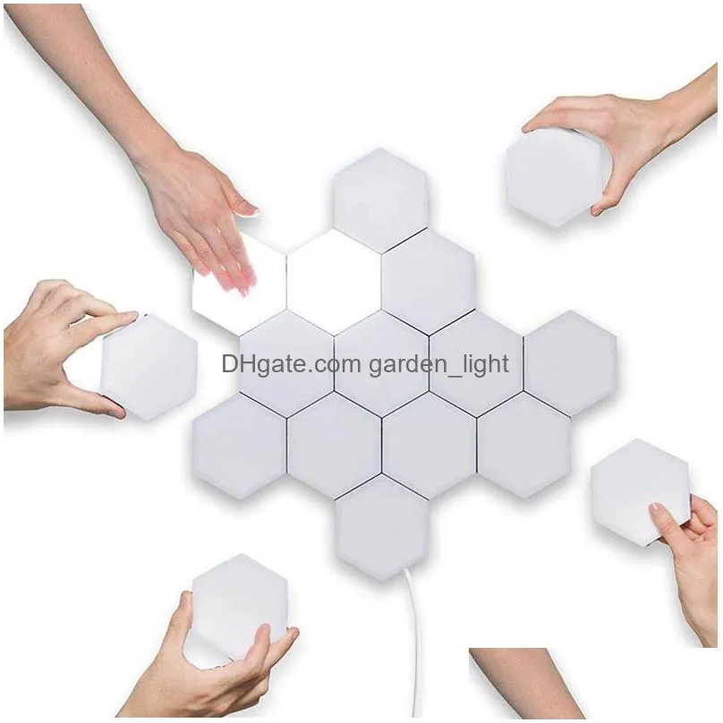 diy quantum lamp touch sensor modular hexagonal led night light magnetic hexagons creative decoration for home uk au plug