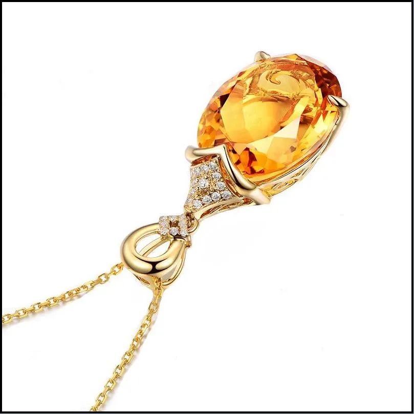 luxury mermaid 18k gold citrine gemstone pendant necklace for women fashion jewelry christmas gift