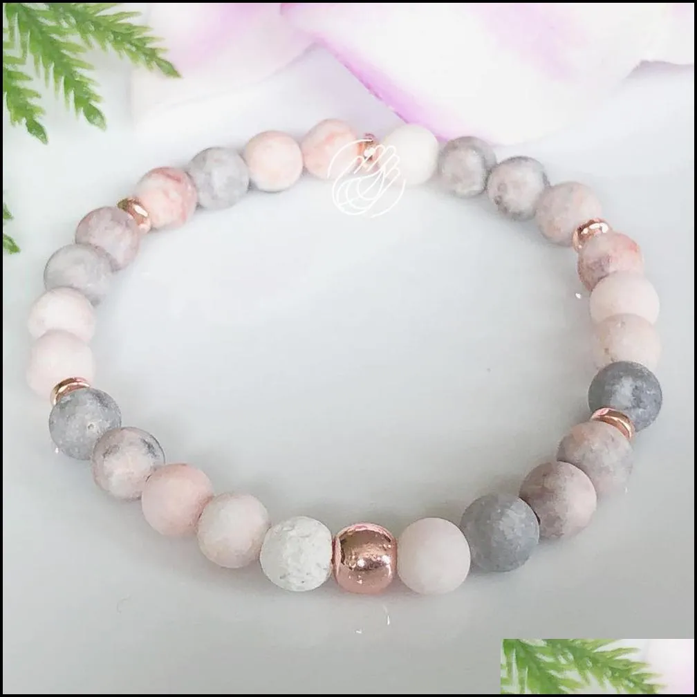 pink zebra jasper natural stone bracelet healing crystals mala yogi bracelet for women lava rock  oil diffuser