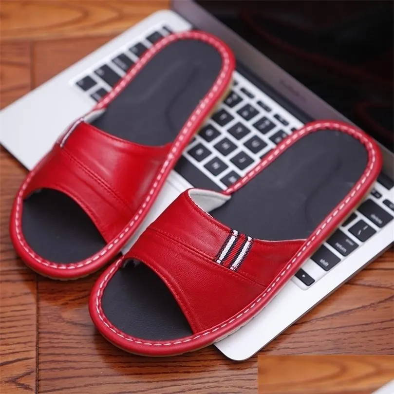 women s home slippers indoor shoes men s summer soft leather couple s solid color antiskip