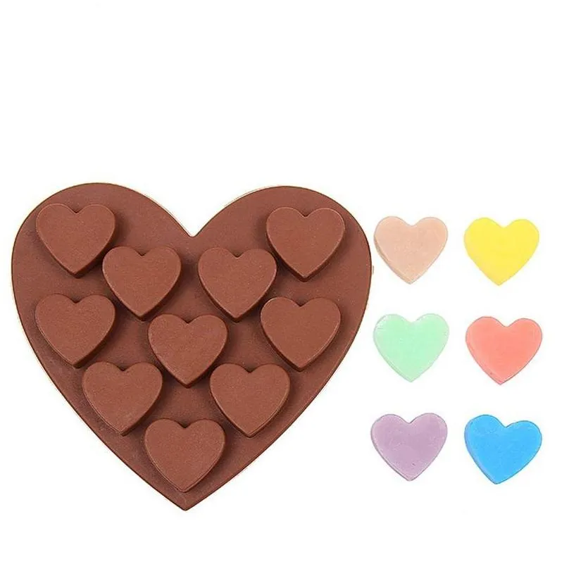 silicone cake mould 10 lattices heart shaped chocolate mould baking diy 347 j2