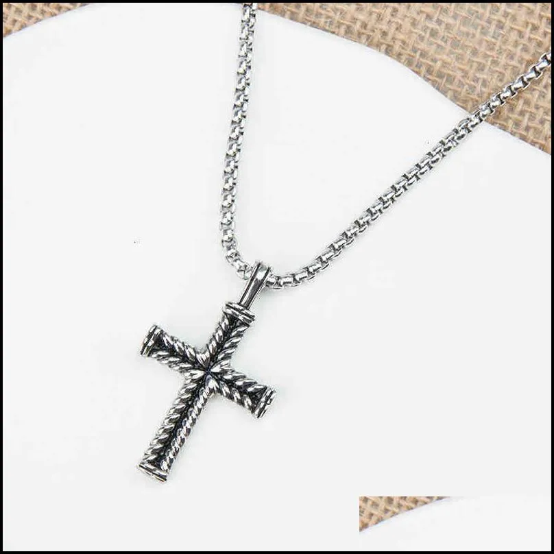 chain cross necklace diamond classic 3mm fashion long chains punk 925 sterling silver 50cm jewelry women men