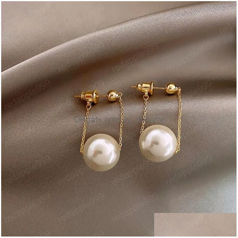 elegant lady style pearl earrings geometric beaded dangle earring party jewelry