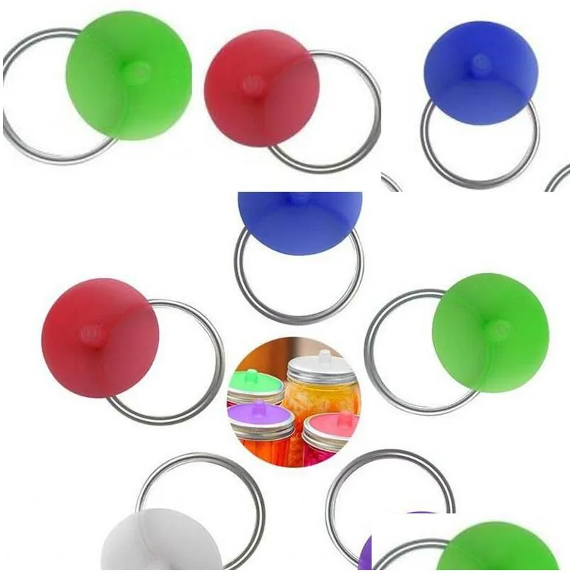 silicone pickles bottle cover mason cups with steel rim lids red white purple large size bottles lid 5 5zz l1