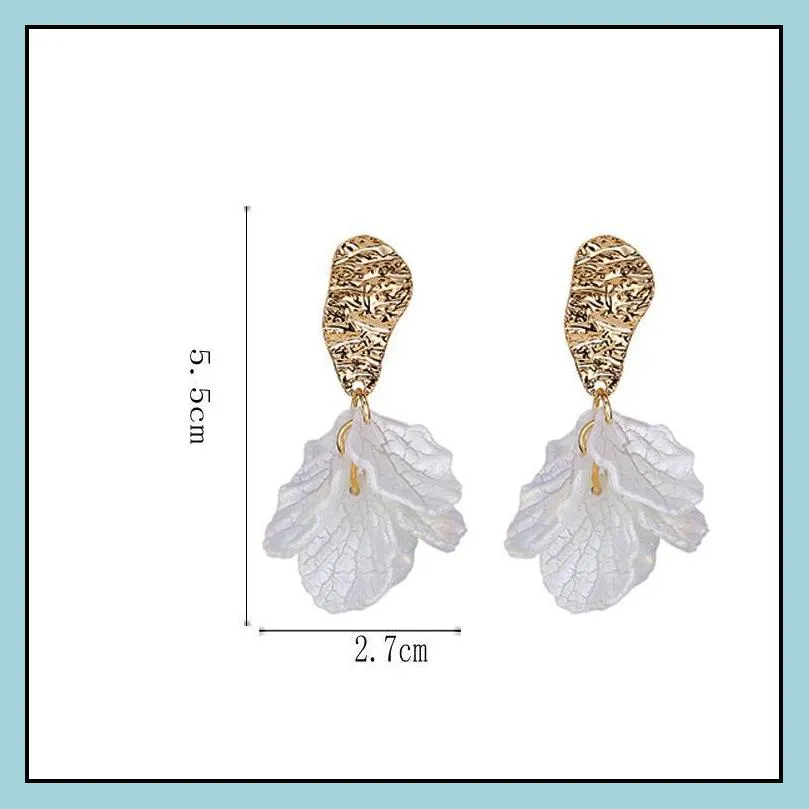 temperament resin shell flower clip on earrings for women white acrylic flowers shape clips without pierced