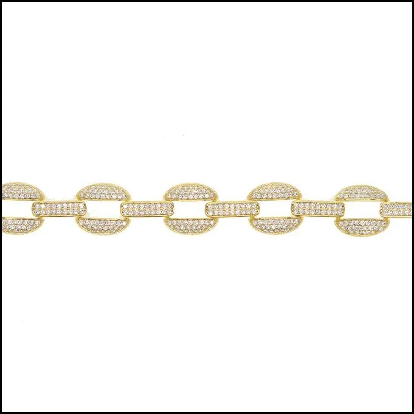 21cm cuban link chain lab diamond cz mens bracelet gold plated iced out bling cool hip hop rock boy men jewelry chain