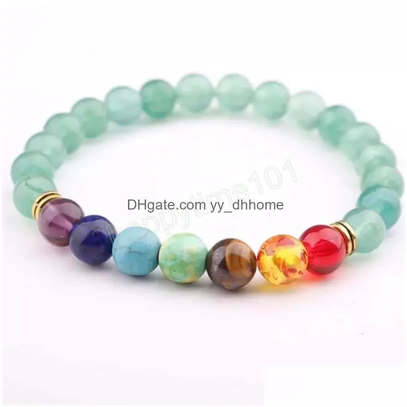 8mm natural green crystal stone strands bracelets handmade beaded for women men charm yoga sports jewelry