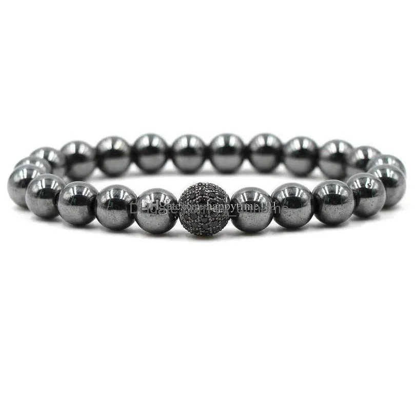  est 8mm hematite beaded bracelet yoga buddha beads chakra bracelets charms nature stone bracelet bangle for women mens jewelry
