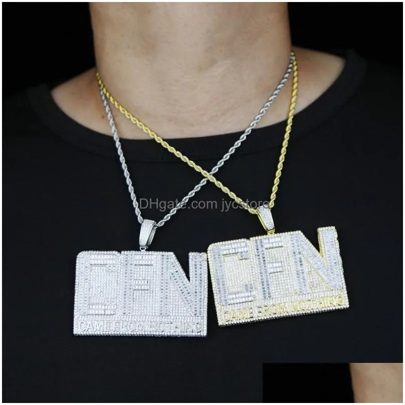 chains iced out sparking cubic zirconia letter came from not thing pendant personality trendy fashion hip hop 5a cz cfn charm necklace