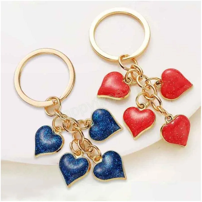 lovely keychain shiny heart key ring key chains souvenir gifts for women men handbag accessories car keys jewelry