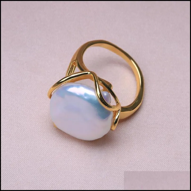 baroque only natural freshwater baroque pearl ring retro style 14k notes gold irregular shaped button rfd