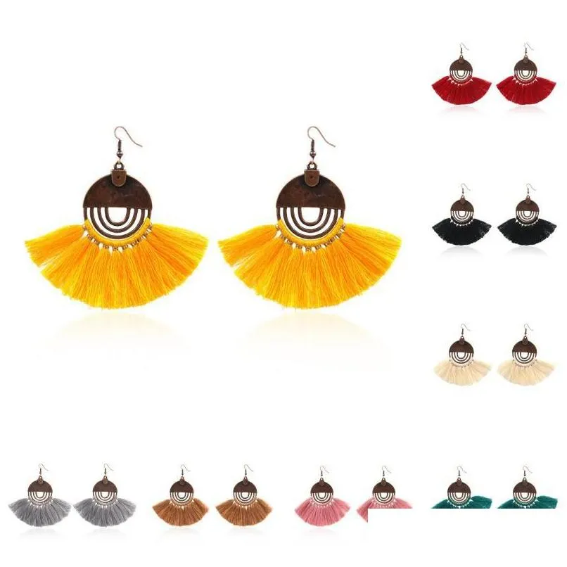  charm trendy bohemian scallop earrings tassel pendant earring handmade big hoop earrings women jewelry accessories