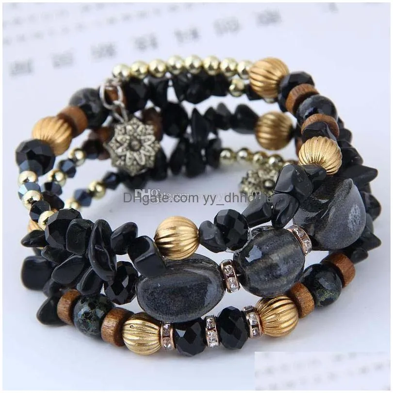 bohemian multilayer bracelets bangles for women crystal beads brazaletes pulseras mujer bijoux womens stone bracelet