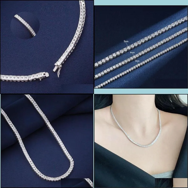 real 4mm with gra 925 sterling silver moissanite tennis necklace women men chain fine jewelry