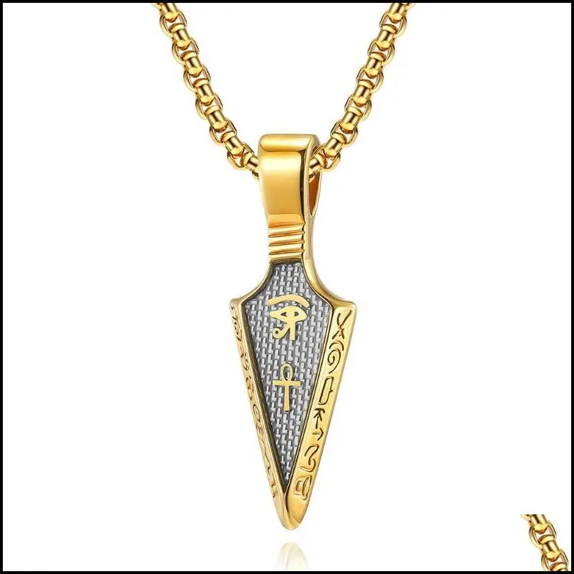 jewelry eye of horus anka spearhead stainless steel necklace carbon fiber titanium pendant