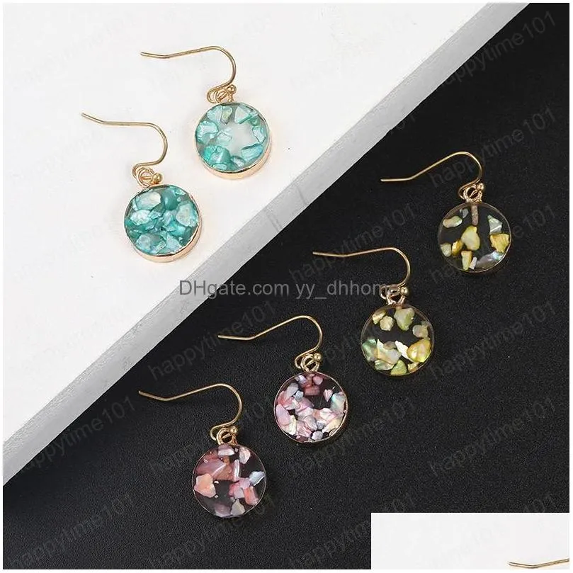 fashion round drop dangle blue resin earrings for women luxury shell charm earings boho jewelry aretes de mujer wholesale