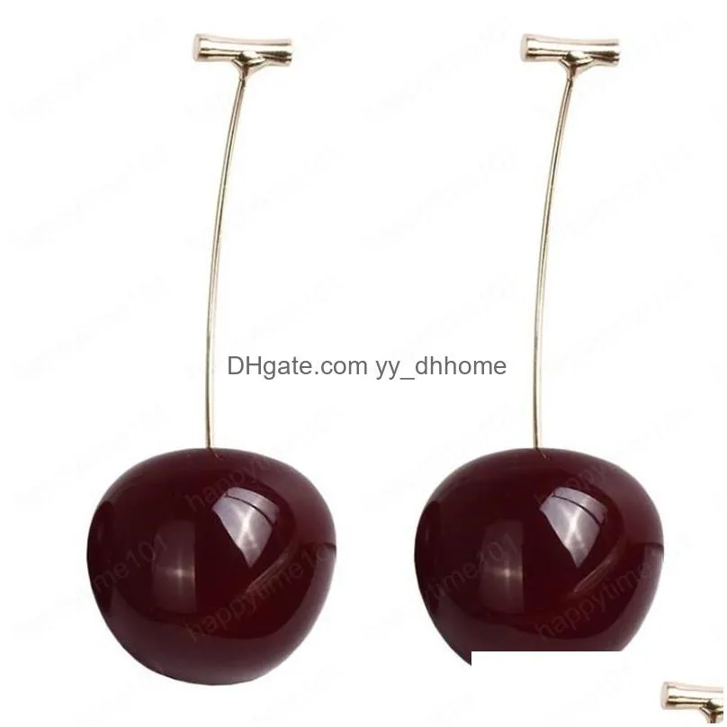 fashion korean simulation cherry dangle earring simple acrylic resin cute earring for women elegant jewelry accessories