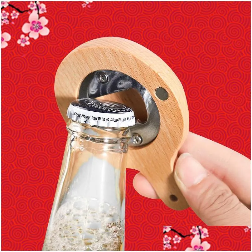 wood beer opener with magnet wooden and bamboo refrigerator magnet magnetic bottle openers 5532 q2