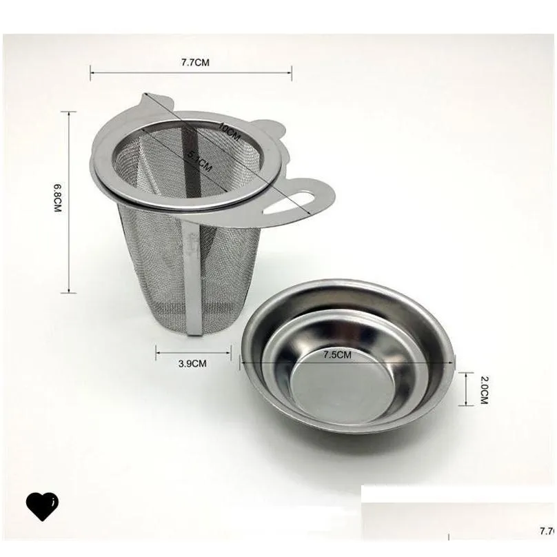 tea mesh metal infuser stainless steel cup strainer leaf filter with cover new kitchen accessories tea infusers 417 n2