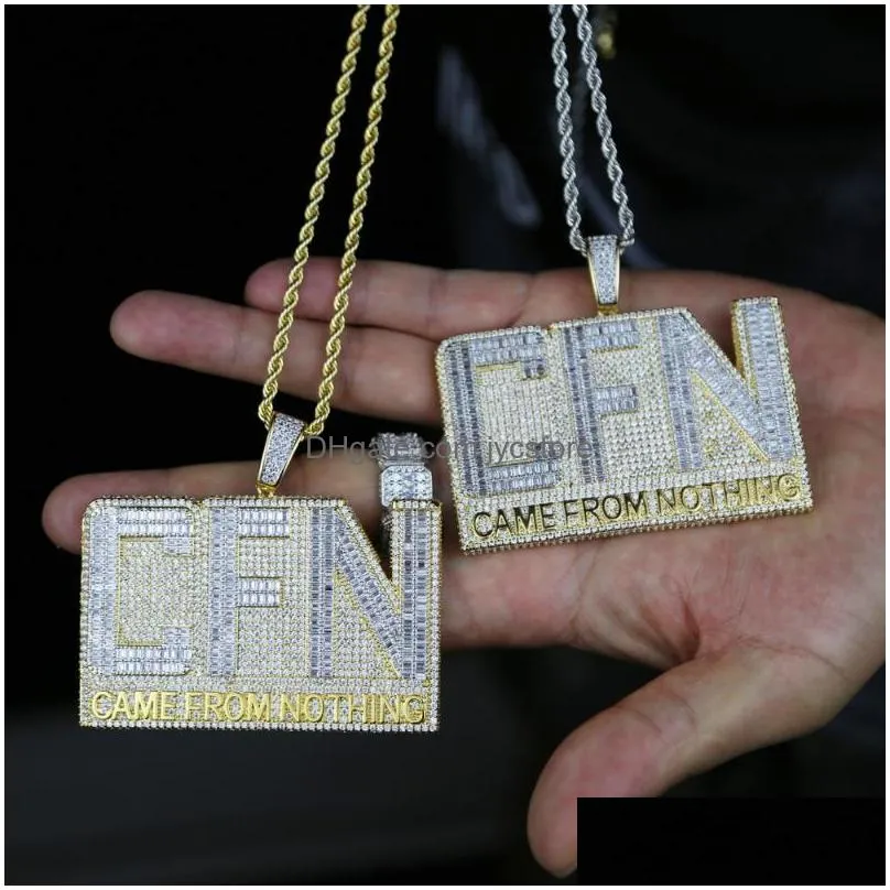 chains iced out sparking cubic zirconia letter came from not thing pendant personality trendy fashion hip hop 5a cz cfn charm necklace