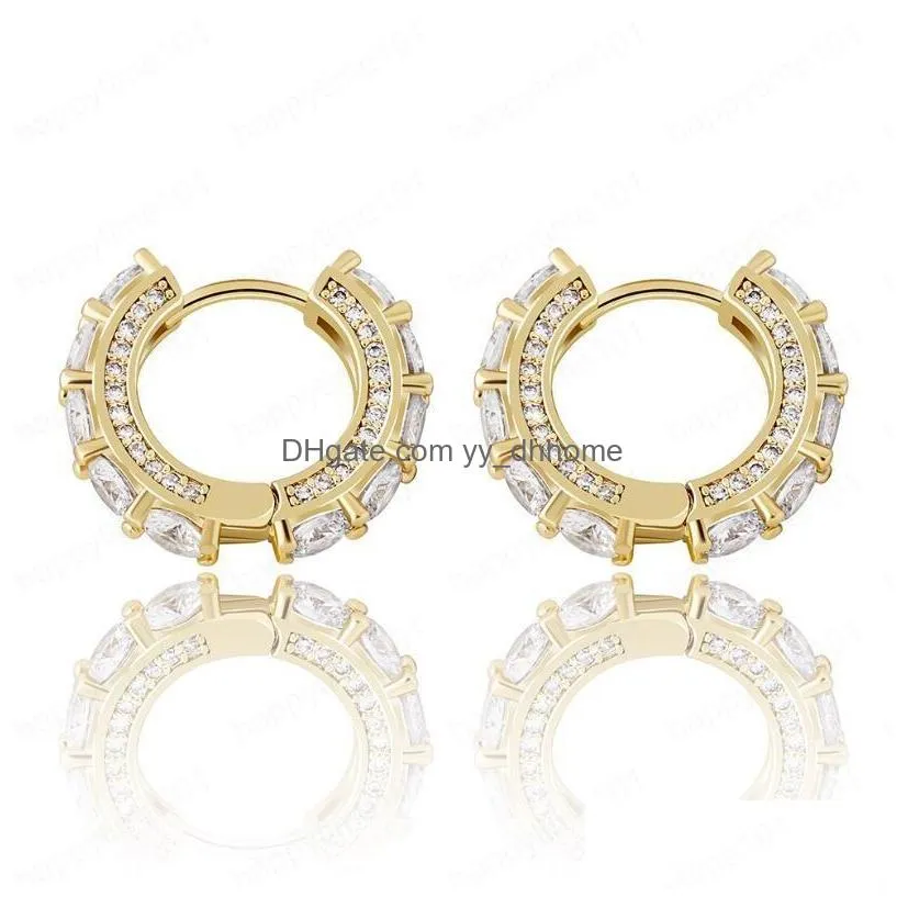  huggie ring earrings full of zircon bling bling bling earrings for men and women hip hop lovers jewelry gift