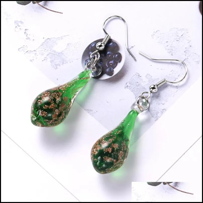 handmade murano glass drop earrings for women lampwork jewelry female water earring christmas gift fashion