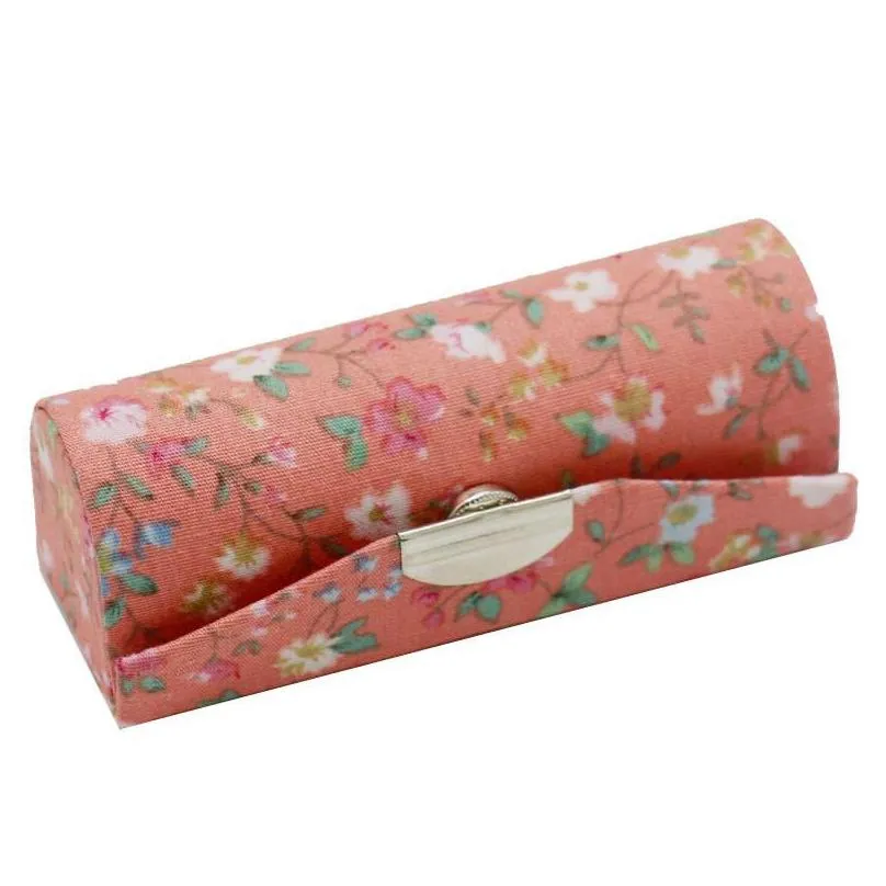 vintage folding lipstick storage boxes handmade cotton linen organizer with mirror flower pattern makeup box for women 2 3lx bb