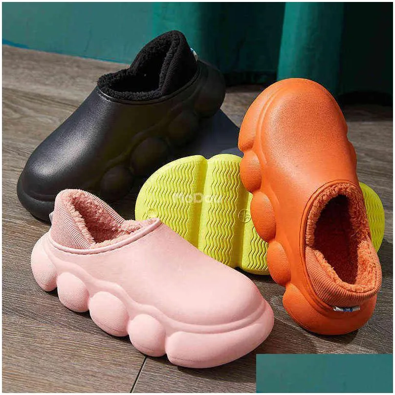 slippers mo dou winter waterproof cotton shoes solid color for women indoor outdoor fashion balls sole warm men sneakers plush