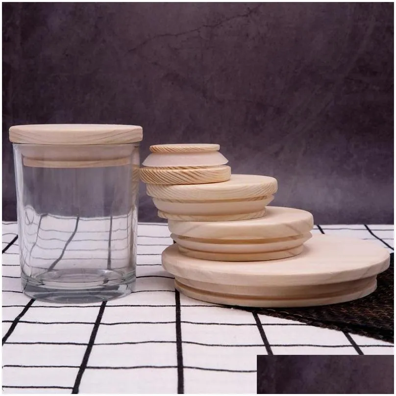 wooden mason jar lids 8 sizes environmental reusable wood bottle caps with silicone ring glass bottle sealing cover dust cover 277 n2