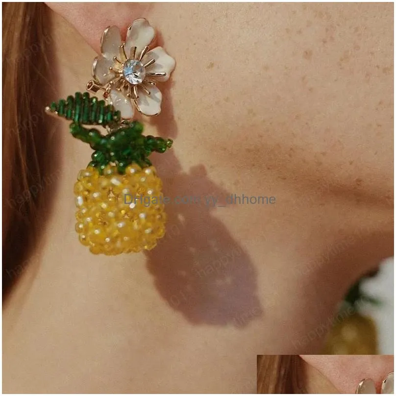 bohomian cute flower and pineapple dangle earring women trendy handmade resin beads drop earrings jewelry