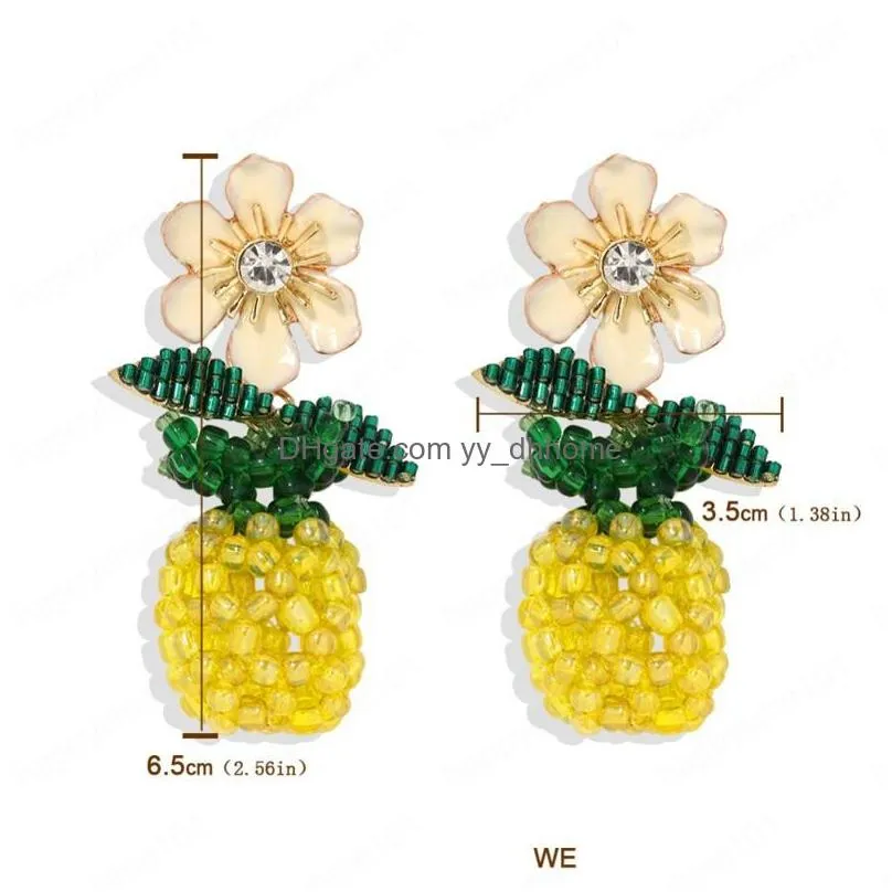 bohomian cute flower and pineapple dangle earring women trendy handmade resin beads drop earrings jewelry