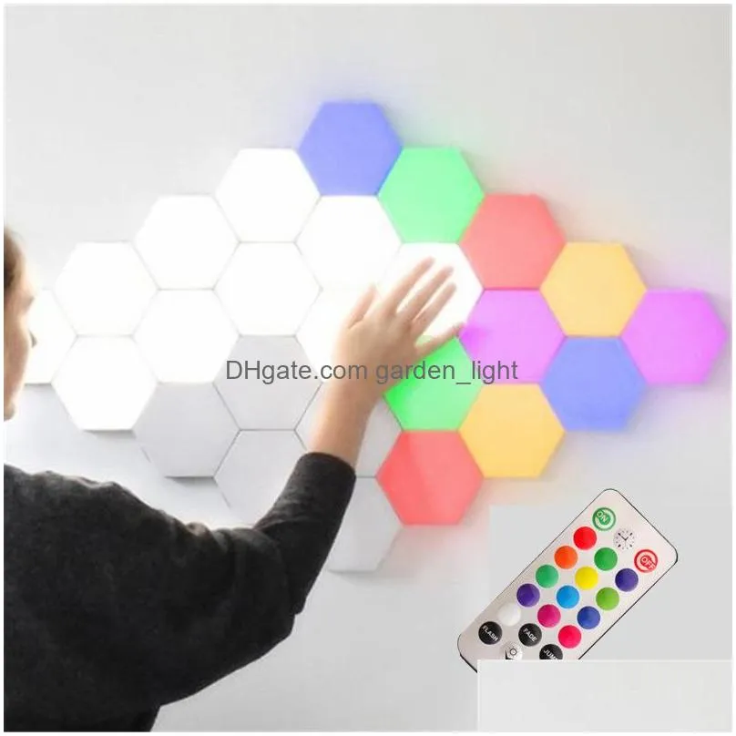 quantum lamp 6pcs 10pcs colorful changeable touch sensor hexagonal modular diy usb night wall light remote control