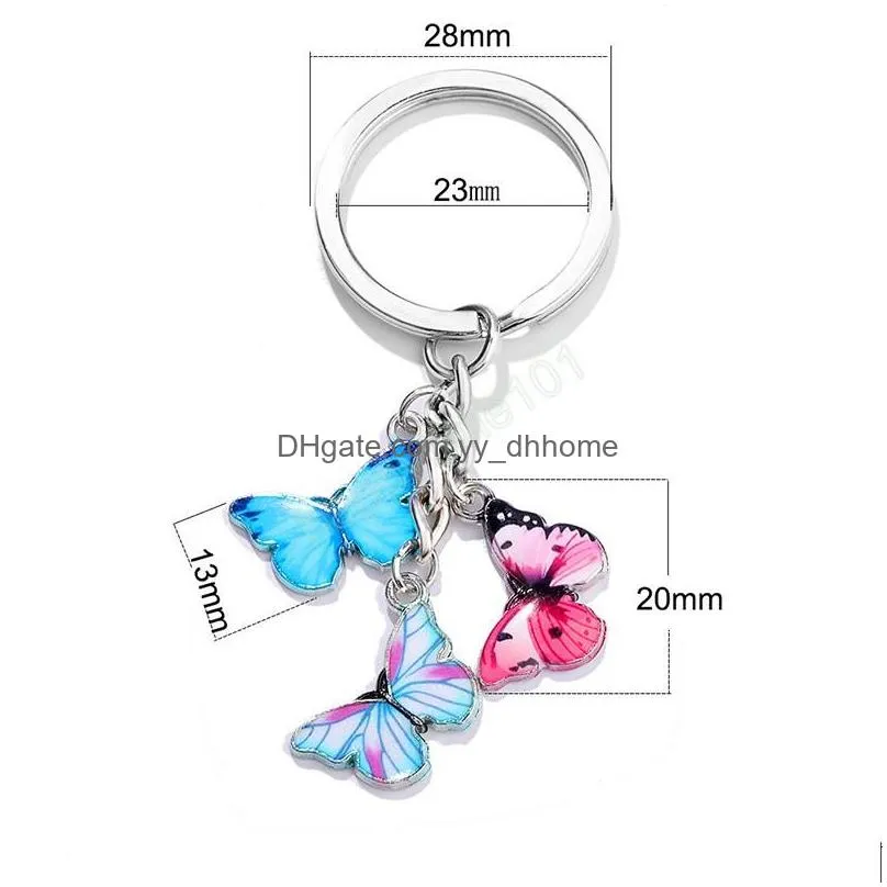 colorful butterfly keychain color dripping insects color butterfly car key ring women bag accessories jewelry gifts