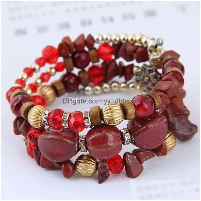 bohemian multilayer bracelets bangles for women crystal beads brazaletes pulseras mujer bijoux womens stone bracelet