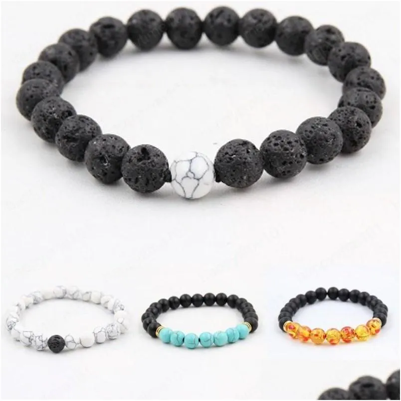 natural lava stone bracelets yoga beads essential oil diffuser bracelet bangles stretch wristband for women mens fashion jewelry