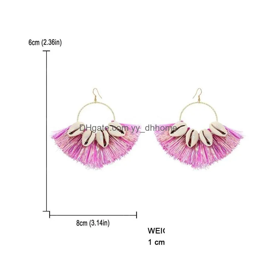 macrame tassel earring for women bohemia shell fringed drop dangle earrings handmade jewelry summer holiday