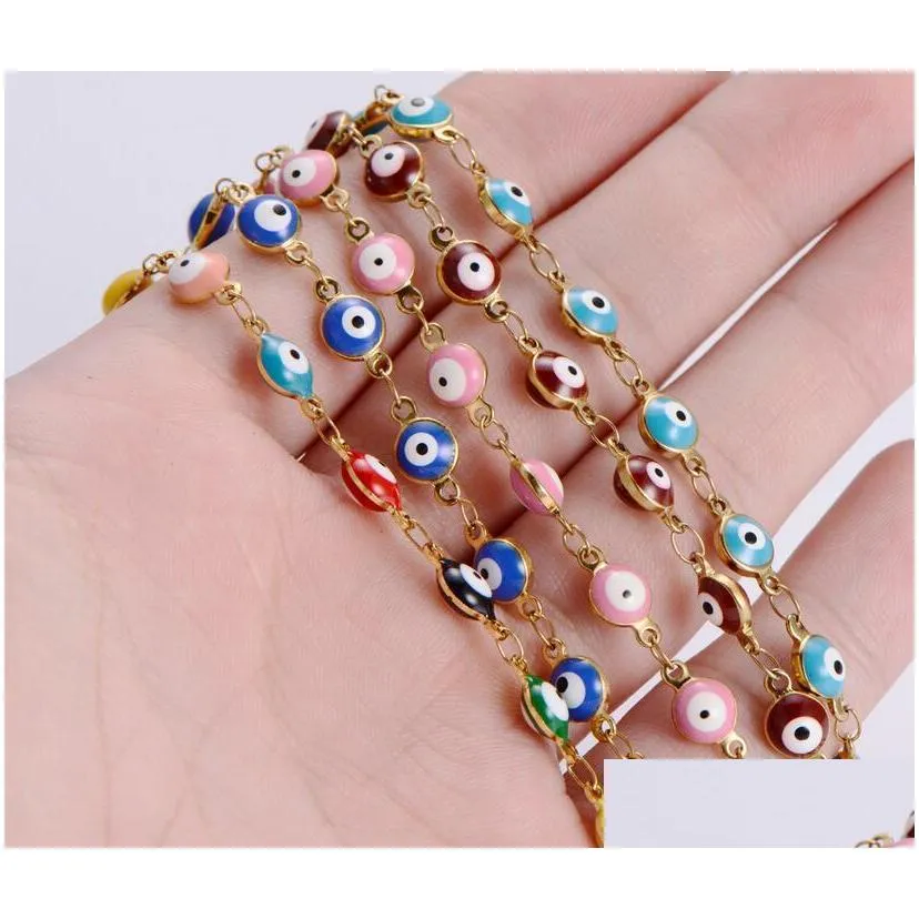 evil eye charm chain bracelet for women classic stainless steel wrap bangle women fashion jewelry gift 6 colors