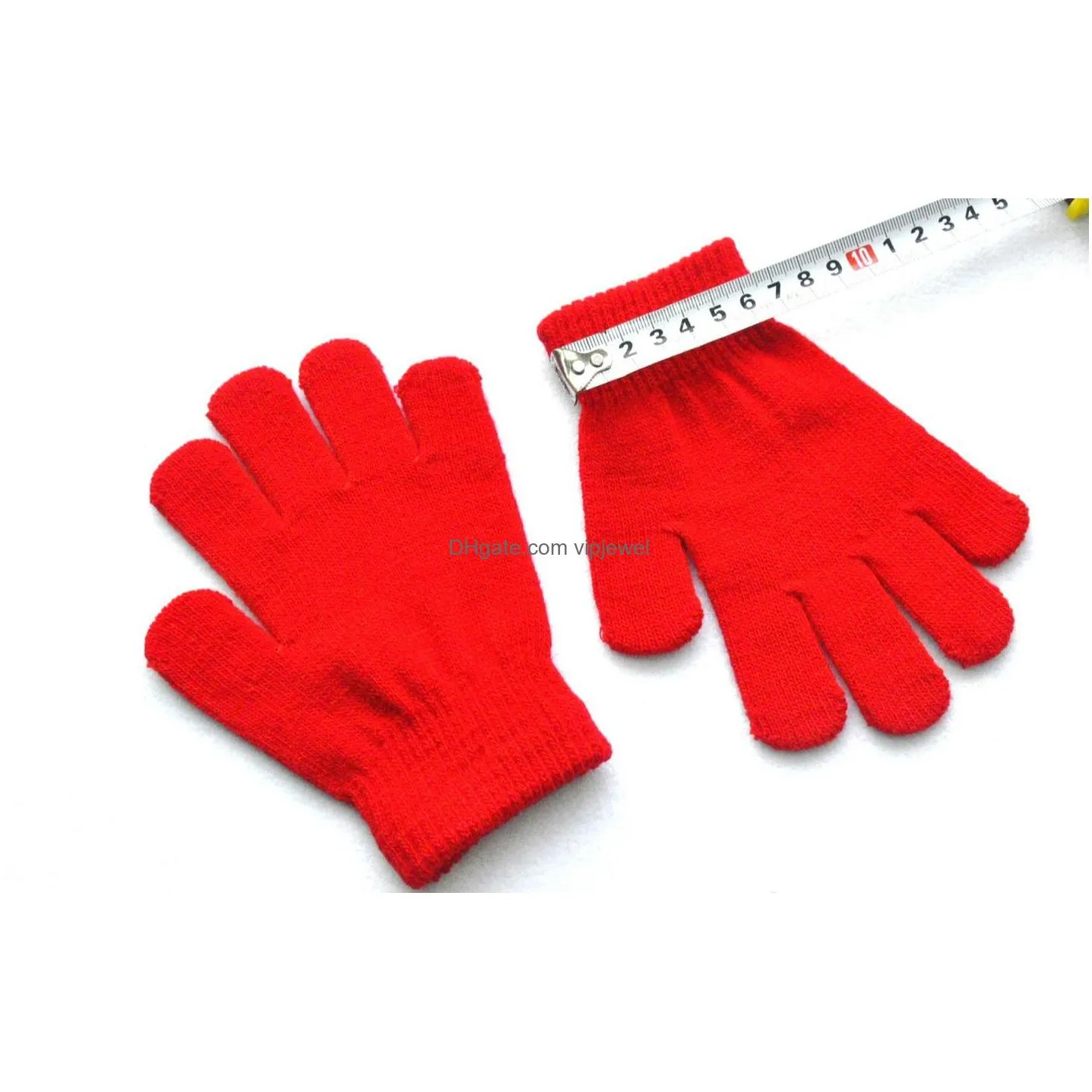 12 colors children winter solid gloves candy color boy girl knitting glove kid warm knitted finger stretch mitten student outdoor