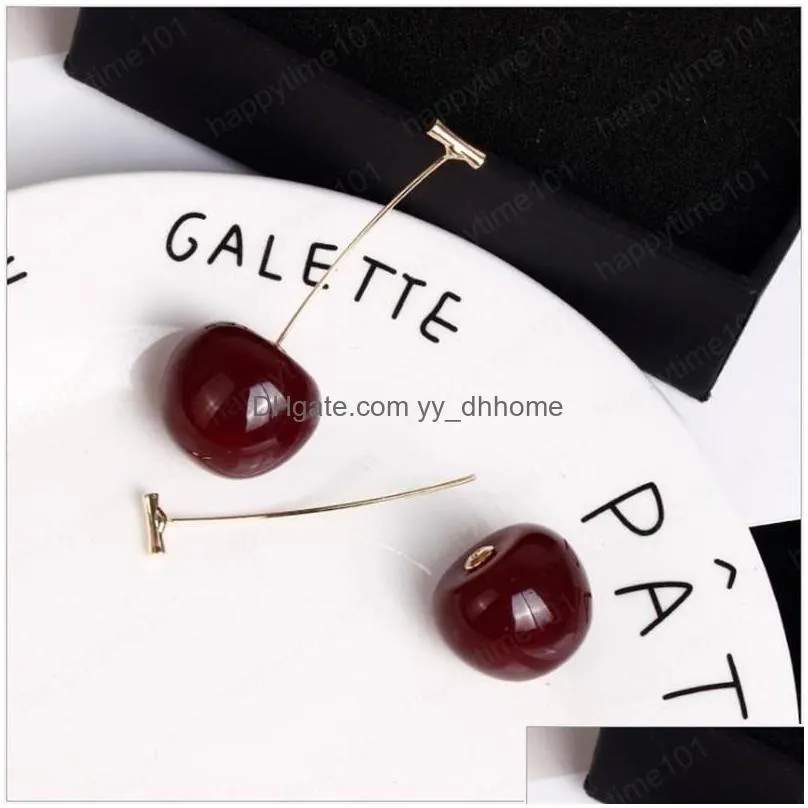 fashion korean simulation cherry dangle earring simple acrylic resin cute earring for women elegant jewelry accessories