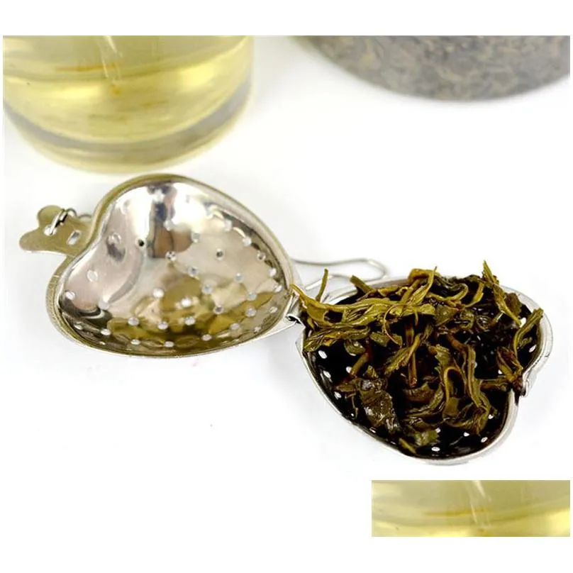 tea leaf infuser stainless steel tea strainer reusable heart shape tea infuser gift wedding kitchen tools 419 j2