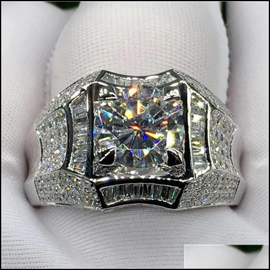 3 carats diamond ring for men rock 14k gold jewelry anillo esmaltado silver 925 jewelry bague diamant bizuteria rings