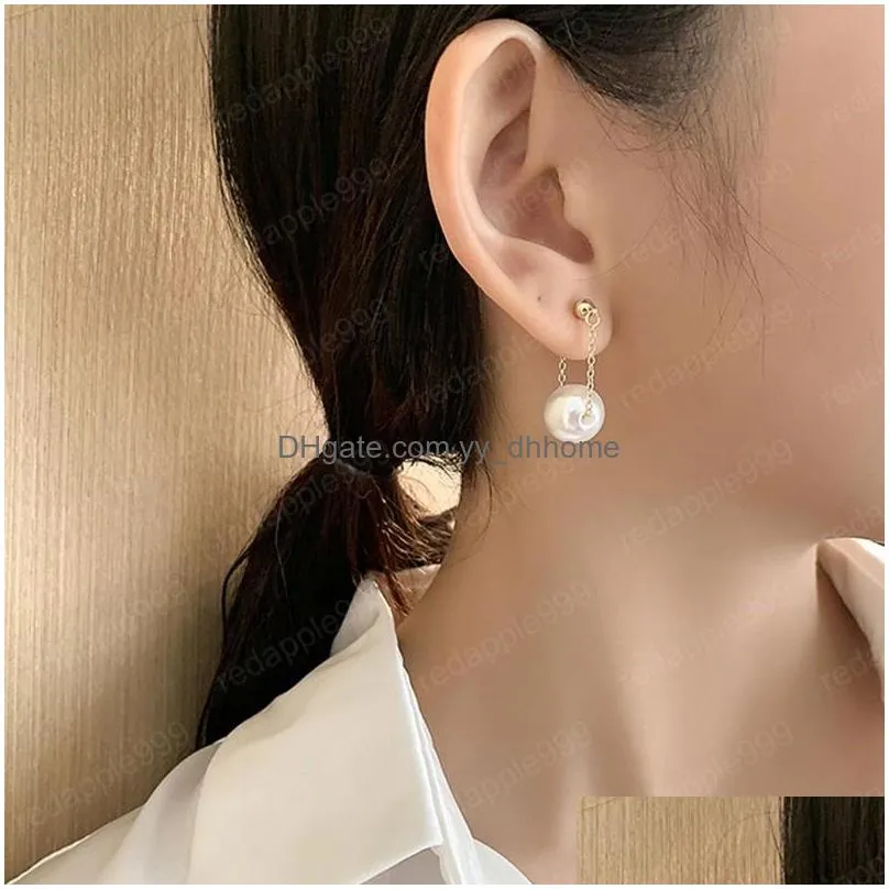 elegant lady style pearl earrings geometric beaded dangle earring party jewelry