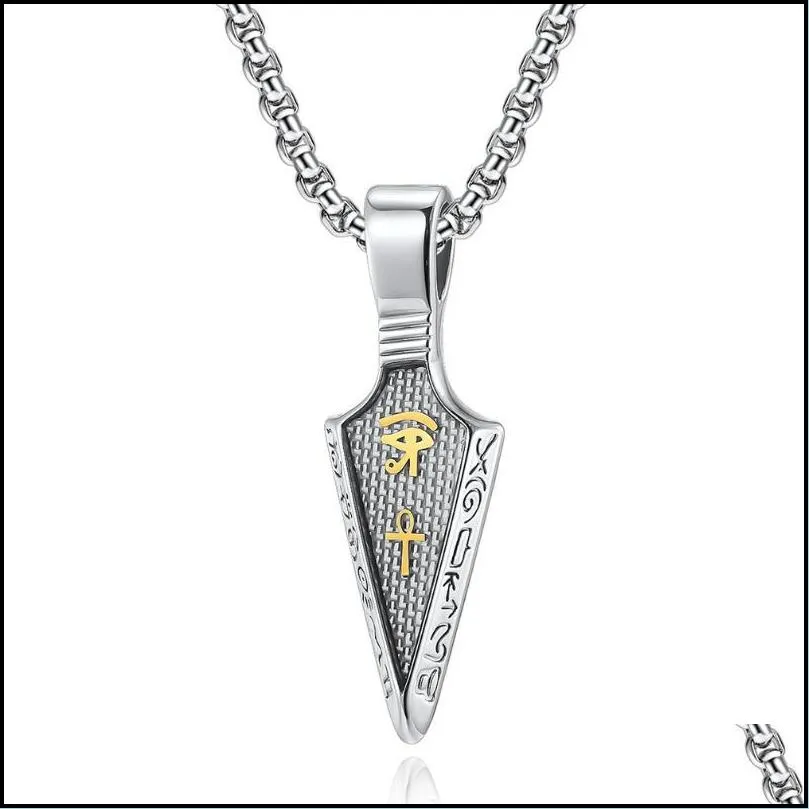 jewelry eye of horus anka spearhead stainless steel necklace carbon fiber titanium pendant