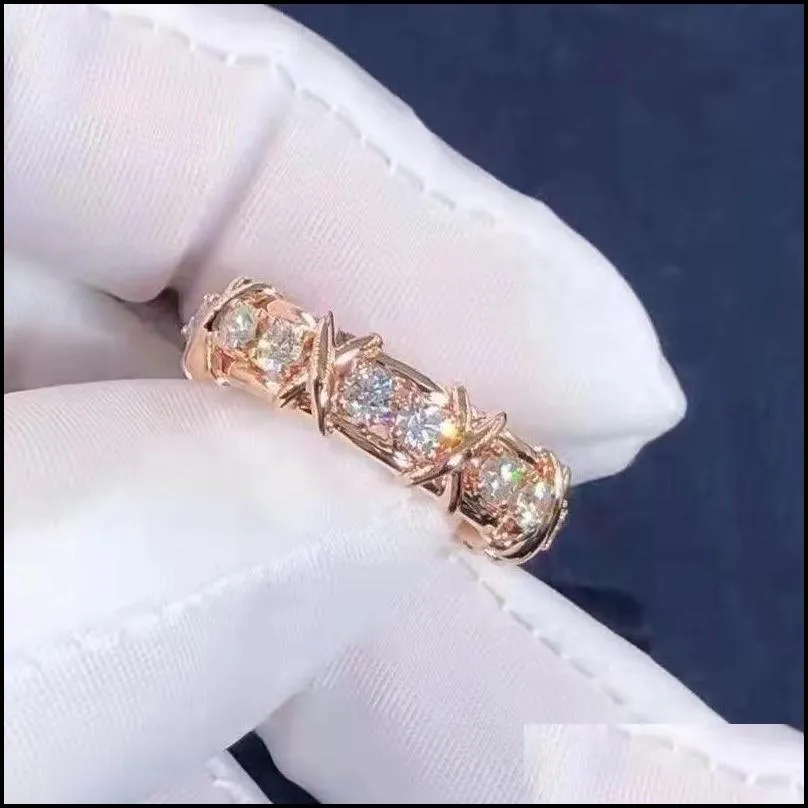 luxury designer rings fashion classic cluster rings for women designers simulated diamond white golds rose gold cross stud flower