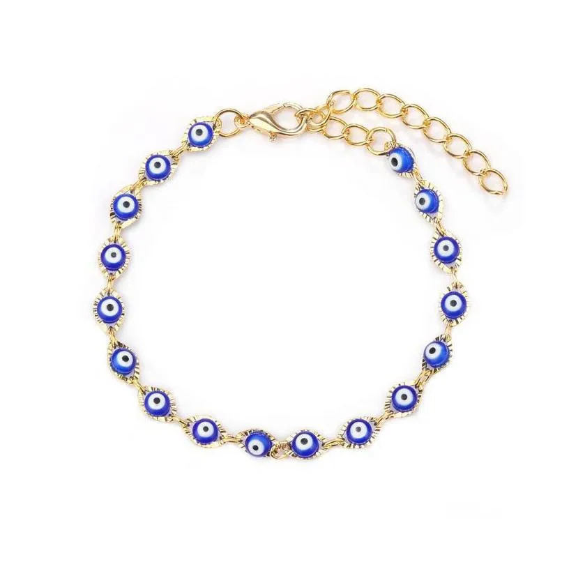 turkey evil blue eye bracelet chain prayer jewelry gold plated oval eyes charm bracelets bangles for women gift